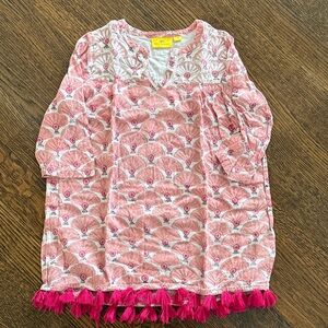 Roller Rabbit Pink Fan Print Kids Nightgown with Tassels